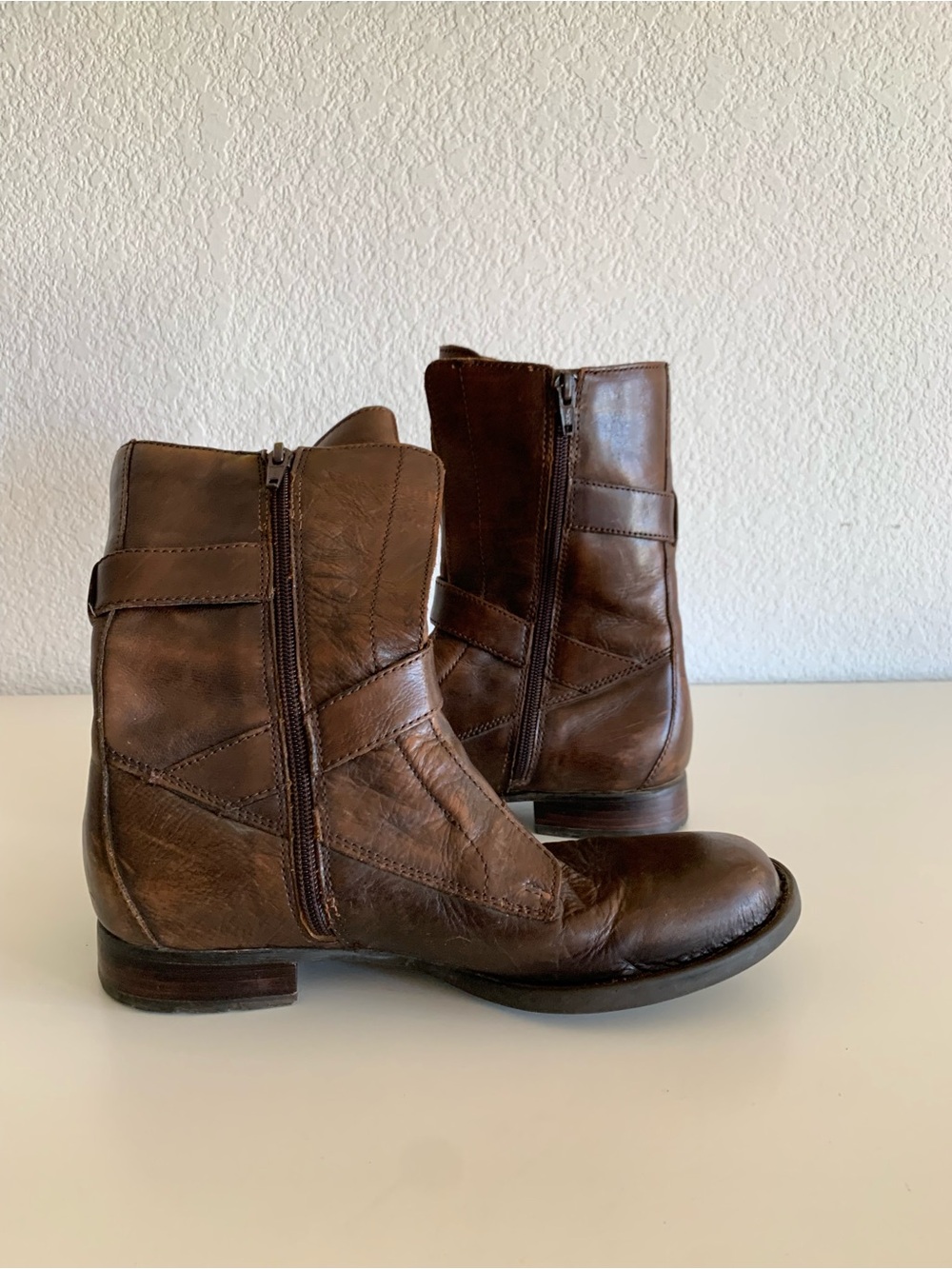 Born Brown Leather Moto Combat Boots - Picture 6 of 8